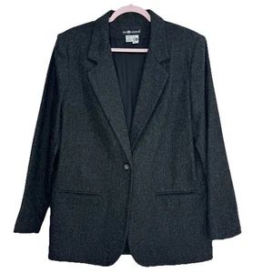 Blazer Sag Harbor donna 12 grigio misto lana foderato tasche giacca carriera - Foto 1 di 6