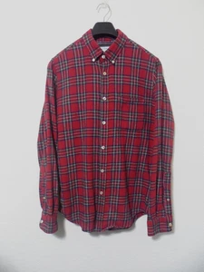 Portugiesisches Flanellhemd rot kariert Button Down Langarm Flanell Small - Bild 1 von 8