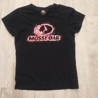 Mossy Oak Girls Youth Black Short Sleeve Pink Logo T Shirt Size Medium - Image 1 of 4