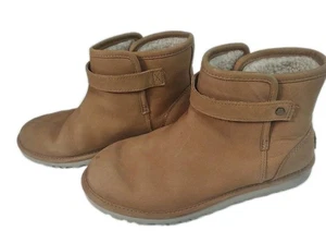 UGG Australia Damen-Stiefeletten braun Leder Lammfell Riemen kurze Booties Größe 8 - Bild 1 von 12