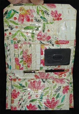 Cartera Brahmin Melbourne Multi SALINGER FLORAL Dorada Suave BLANCA Cuero Chequera Foto 1 de 4