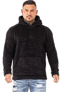 Fuzzy Hoodie Sweatshirt Herren Mode Winter Outwear Schwarz Größe L - Bild 1 von 9
