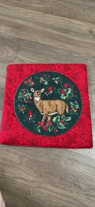 deer christmas quilted wall hanging handmade new - Picture 1 of 6