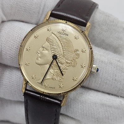 Reloj Moneda Liberty Jurgensen 17 Joyas Suizo Raro VULCAÍNA CHAPADO EN ORO De Colección Foto 1 de 4