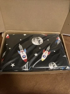 Rocket Ship Toddler Bedding Navy Blue 3 Piece 45"x60" Brand New - Picture 1 of 3