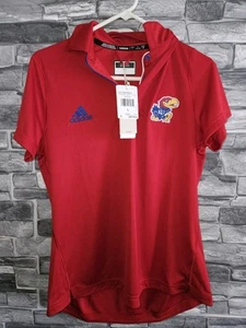 Adidas Kansas Jayhawks Rosso Donna Taglia Large Performance Polo Camicia S/S - Foto 1 di 11
