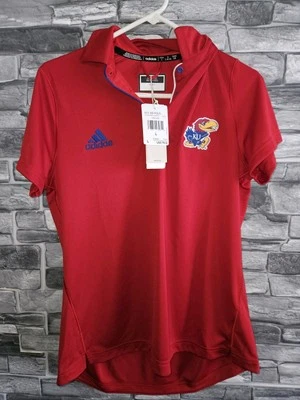  Adidas Kansas Jayhawks Red Women's Size Large Performance Polo S/S Shirt NWT  - Image 1 of 4