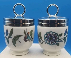 Vintage Pair Of Royal Worcester Porcelain Egg Coddlers W/ Lids Becoming Rare - Picture 1 of 9