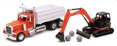 Peterbilt Dump Truck & Kubota SVL95-2s Track Loader with Boulders, 1/32 Diecast - Image 1 of 4