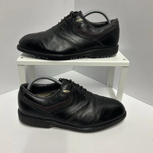 Mizuno Men's Leather Brogue Golf Shoes Black Size Uk 9.5 - Picture 1 of 9