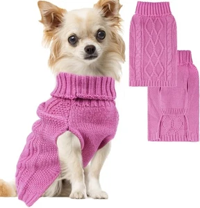 Dog Sweaters for Small Dogs XS Dog Sweaters Girl Pink Chihuahua Sweaters Warm... - Picture 1 of 5