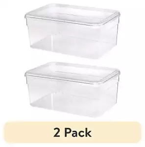 (2 pack) Closet Organizer Clear Plastic Glossy Finish Shoe Box with Lid - Picture 1 of 6