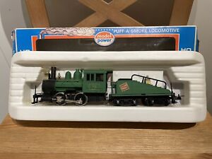 MODEL POWER OLD TIME 0-4-0 STEAM LOCO WITH TENDER GREEN HO PUFF A SMOKE TRAIN