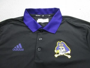 East Carolina Pirates Shirt Mens M Black Adidas Polo Performance ECU *DAMAGE - Picture 1 of 14