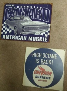 Chevy Camaro Chevron High Octane Blechschilder 2 Stück Garage Mann Höhle - Bild 1 von 1