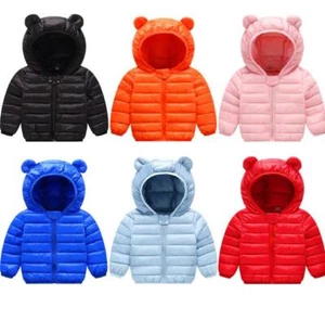 Winter Kids Boys Girls Warm Cotton Down Jacket Fleece Lined Coat Hooded Baby - Picture 1 of 13