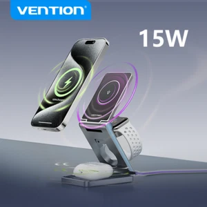 3 in 1 15W Magnetic Wireless Charger Fast Holder For iPhone 16 15 14 13 Airpods - Picture 1 of 14