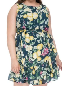 Bobeau Sleeveless Ruffled Fit & Flare Summer Dress Size 2X Blue Yellow NWT $90 - Picture 1 of 5