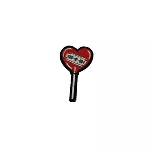 Heart Shaped Lollipop With Razor Blade - Embroidered patch For Clothing Repair - Picture 1 of 8