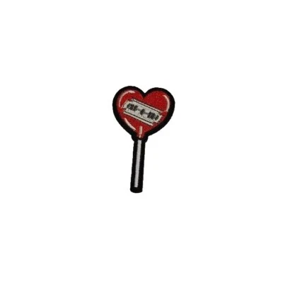 Heart Shaped Lollipop With Razor Blade - Embroidered patch For Clothing Repair - Image 1 of 4