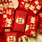 6Pcs 2024 New Year Red Packet Cute Dragon Pattern Red Envelopes Luck Money Bag