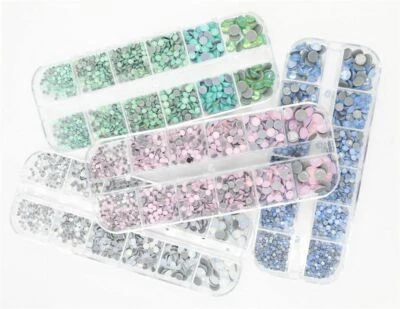 1000pcs 4 Opale Colori Mix 6 Misura Cristallo Caldo Fissaggio Nail Art Fai Abiti - Immagine 1 di 4