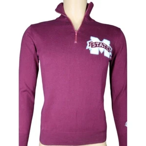 Mississippi State University 1/4 Zip Sweater S Slim Fit Bulldogs Maroon NWT New - Picture 1 of 7