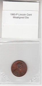 1980-P Lincoln Cent Penny desalineado more-off centro anverso variedad - Imagen 1 de 2