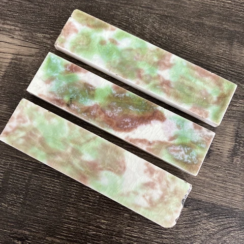 3 Green Old Bridge 1890 Fireplace 1.5”Hearth Mantel Porcelain Tile Antique 6” Cover