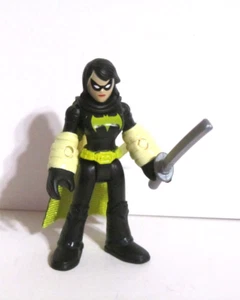 Imaginext DC Super Friends BLACK BAT WITH SWORD ~ Black Suit/Cloth Cape ~ Exc - Picture 1 of 2
