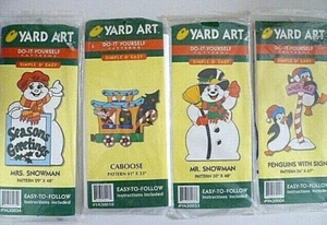 Lotto 4 modelli natalizi vintage YARD ART pupazzo di neve caboose pinguino inutilizzati 1998 - Foto 1 di 6