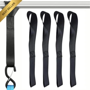 Soft Loop Tie Down Straps 4Pack Heavy Duty ATV UTV Motorcycles Scooters Black - Picture 1 of 12