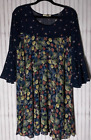 Paper Crown Beautiful BOHO Dress Floral with navy blue background Size M