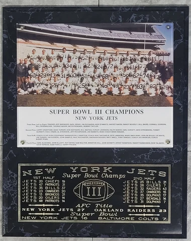 New York Jets Super Bowl III Champions 12" x 15" Plaque SB 3 Cover