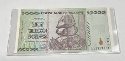 100% Original UNC 2008 ZIMBABWE 50 Trillion Dollars AA P-91 Note  Banknote - Image 1 of 2