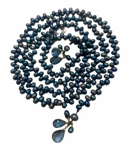 Halskette Lapislazuli mit Süßwasserzuchtperlen - Bild 1 von 5