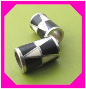 BRIGHTON ABC ZIG ZAG Black White Enamel BEAD Spacer Nwotag Set of 2 LOT - Picture 1 of 2