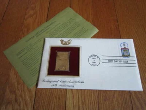 Savings & Loan Collectible Banking Assoc 150th Anniversary Gold Replica Stamp - Bild 1 von 6