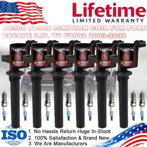 6XDG500 Ignition Coil & 8X Spark Plug for Ford Escape Taurus Mazda 3.0L V6 FD502 - Picture 1 of 24