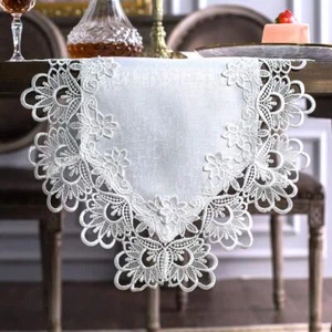 Rectangle Fabric Lace Table Runner Table Runners With Exquisite Macrame Embroide - Picture 1 of 6