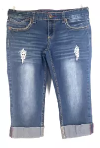ARIYA JEANS Womens Denim Blue Capri Jeans SIZE 11/12 Cotton Polyester Spandex - Picture 1 of 12