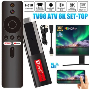 TV98 ATV 8K Android 14 Dual Wifi HD TV Box Bluetooth telecomando vocale 2+16GB - Foto 1 di 12