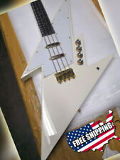 Custom White Abstract Lightning Bolt 4 Strings Electric Bass Guitar 39