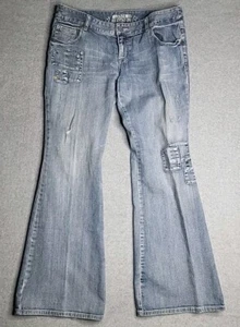 Mossimo Supply Co Womens Size 13 Blue Denim Patch Work Super Flare Jeans Pants - Picture 1 of 17