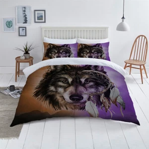 Wolf Bed Comforter Cover 3D Design Bedding Set Duvet Cover Queen Size - Picture 1 of 2