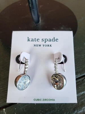 kate spade -reflecting pool - pave round drop - clear/silver- NWT- $58  b77 - Image 1 of 4