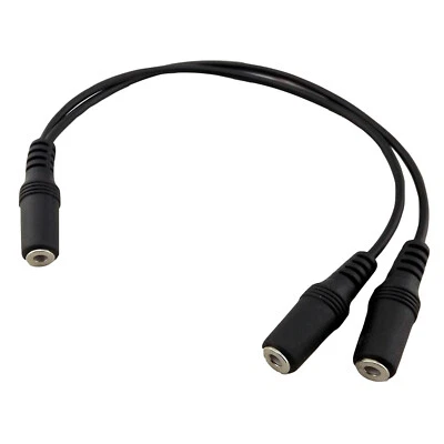 3.5mm 1/8" Female Stereo To Dual 3.5mm Jack Female Y Splitter Audio Cable Black - Image 1 of 4