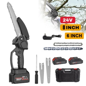 Mini Chainsaw Cordless 8inch + 6Inch Electric Chain Saw 800W W/ 2 Battery Power - Picture 1 of 12