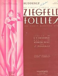 ZIEGFELD FOLLIES Rose/Harburg/Duke 1934 SUDDENLY Art Deco Vintage Sheet Music - Picture 1 of 1