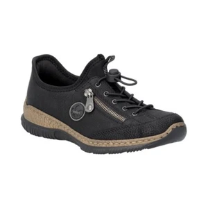 Rieker N3267-01 Ladies Black Toggle Close Casual Ready 2 Go Trainer Style Shoes - Picture 1 of 10